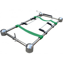 Chrome-plated graveside casket lowering device with built-in roller placers