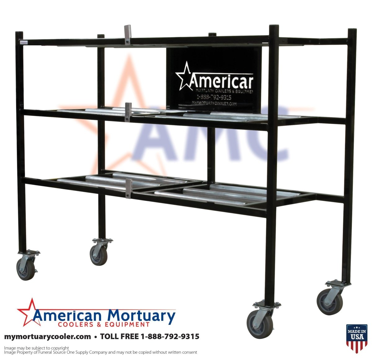 AMC 3TSL – 3-Tier Side Loading Mortuary Rack | Mobile & Affordable - American Mortuary Coolers & Equipments