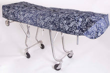 Premium full-zip mortuary cot pouch in blue with dual zippers and FluidBlocker lining