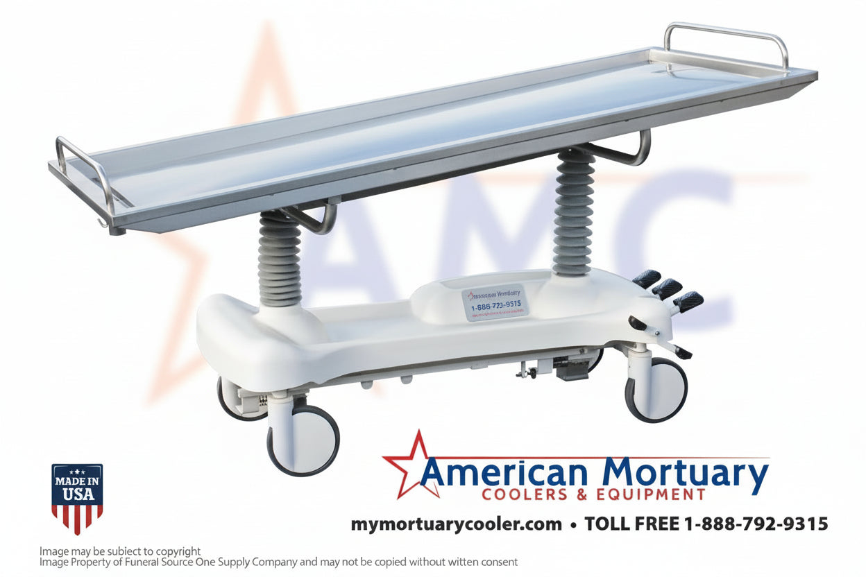 Budget - Friendly 35" Wide Embalming Table | Hydraulic Lift | American Quality - American Mortuary Coolers & Equipments