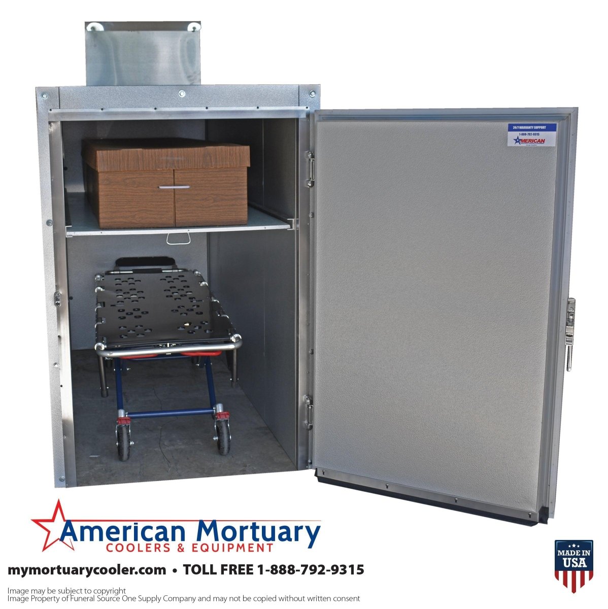 Trusted American-made mortuary cooler, Model 2000-2BX-C with OSHA approval
