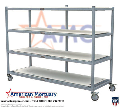 Expandable mortuary rack side loading with casters