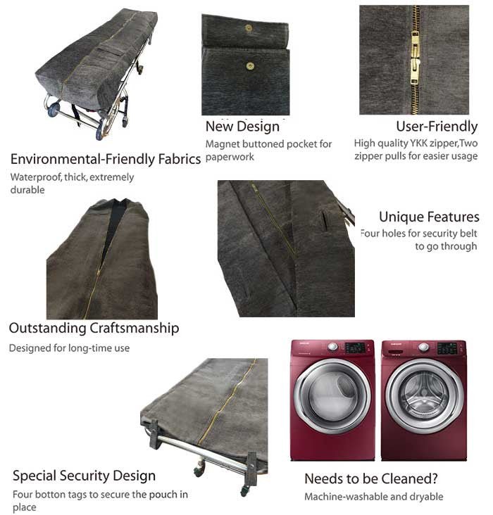 Model 335 Premium Plush Mortuary Cot Pouch – Available in Standard & Oversized - American Mortuary Coolers & Equipments