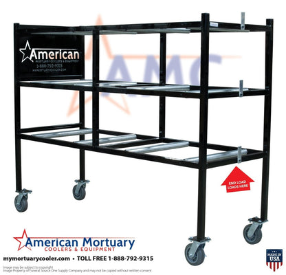 OSHA approved three tier end loading mortuary rack Model 2000-3TEL