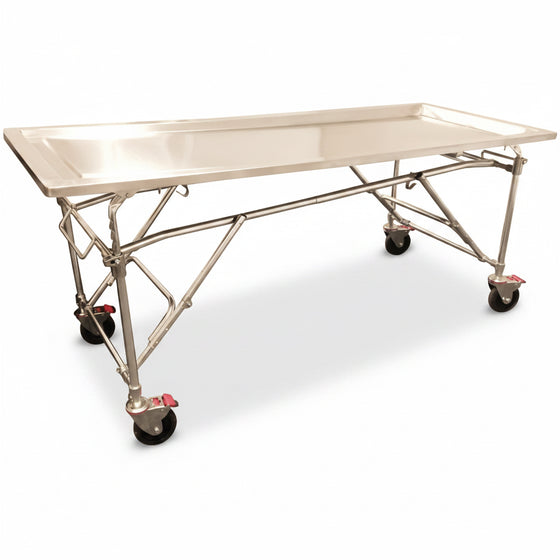 Embalming Table | Economy Multi-Height Folding | 304 Stainless Portable Prep Table | American Mortuary Coolers