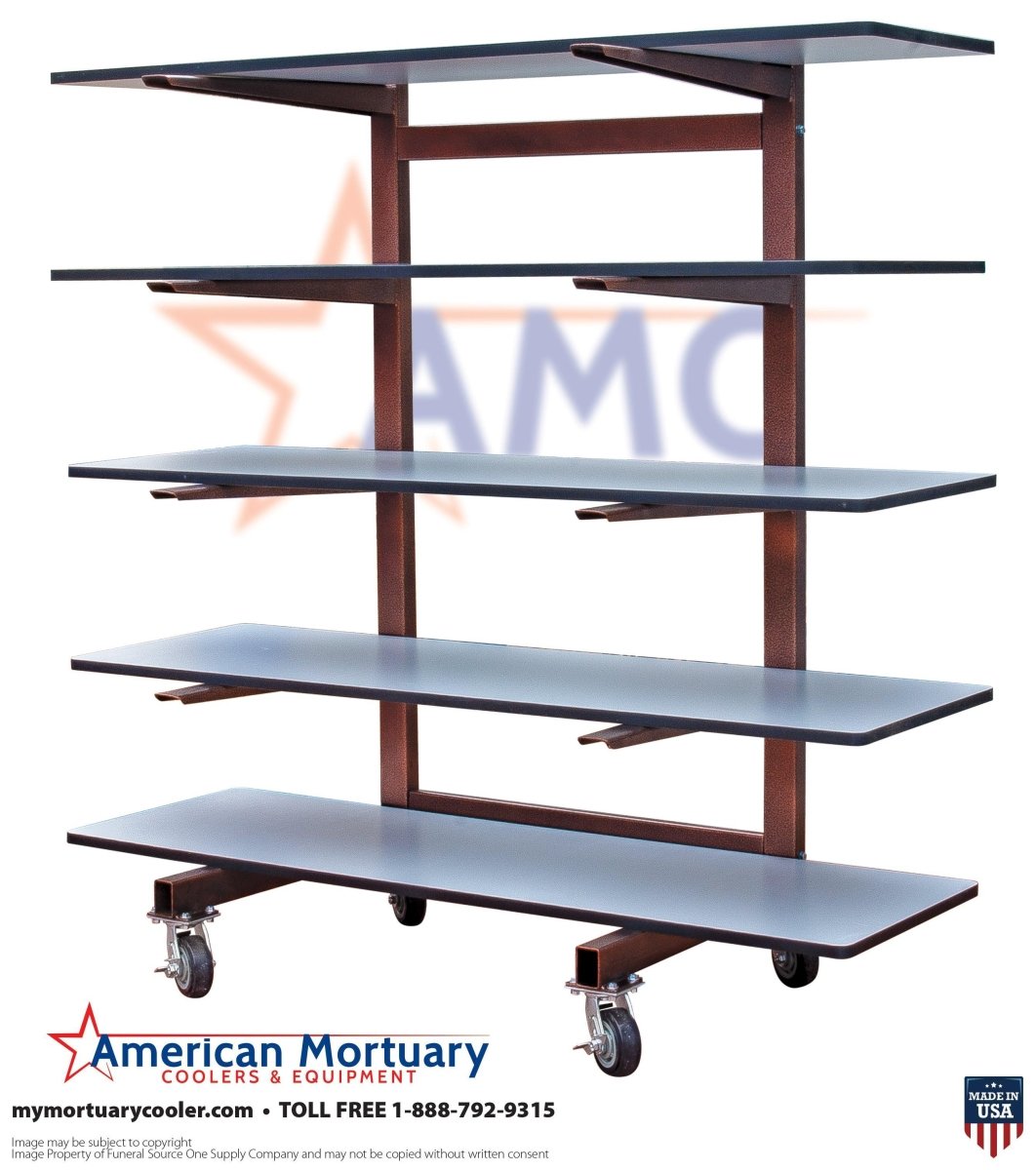 Premium 5 - Tier Cantilever Mortuary Storage Rack - American Mortuary Coolers & Equipments