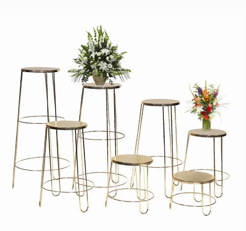 Round Brass Floral Stands Set of 7