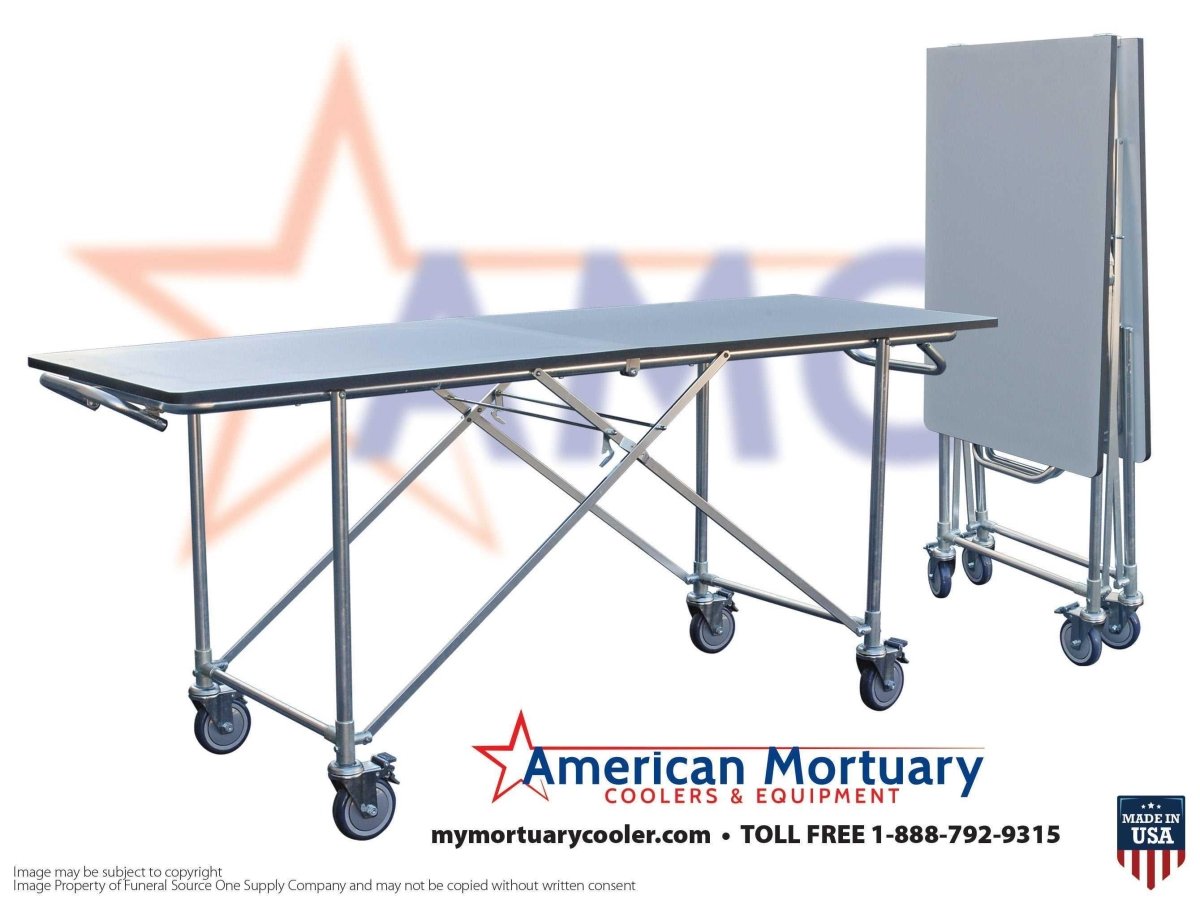 Single Folding Mortuary Dressing Table | Cadaver Prep Station | Morgue Dressing Table | 34 Inch Stainless Funeral Home Prep Table