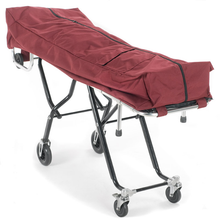 TITAN oversized mortuary cot pouch in burgundy, heavy-duty nylon bariatric funeral cot cover, 26 by 76 inch