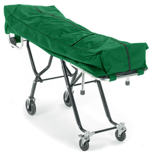 TITAN standard mortuary cot pouch in hunter green, heavy-duty nylon with dual-zipper closure, 24 by 74 inch