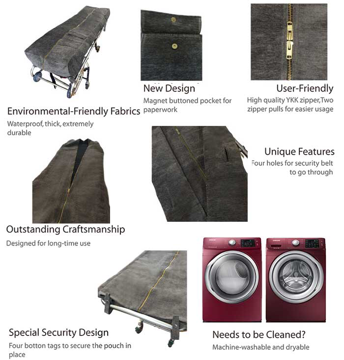 TITAN standard mortuary cot pouch with webbing attachment openings for the cot frame