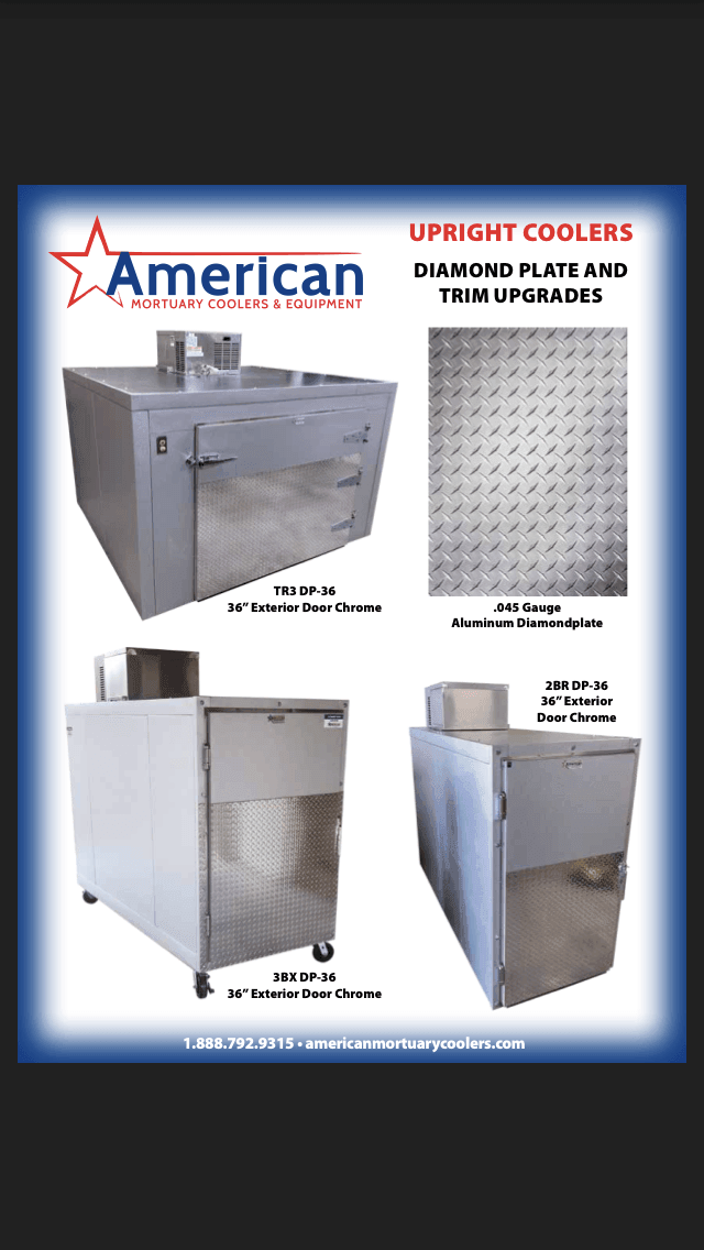 “American Mortuary Coolers factory team delivering 2000-TR3C mortuary cooler with white-glove installation and 50-state service coverage.”
