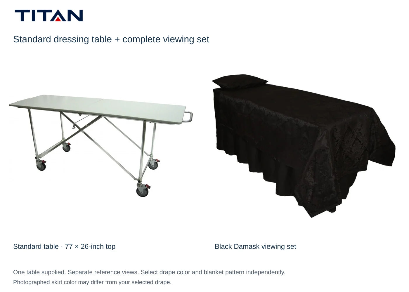 Black Damask viewing-set reference with standard dressing table