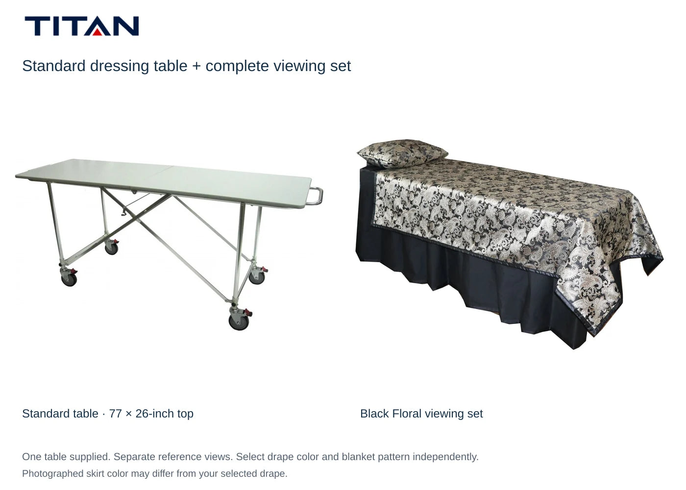 Black Floral viewing-set reference with standard dressing table