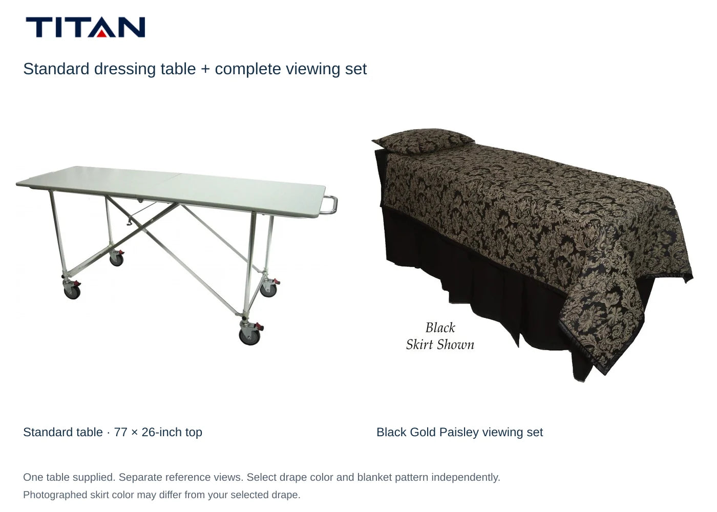 Black Gold Paisley viewing-set reference with standard dressing table