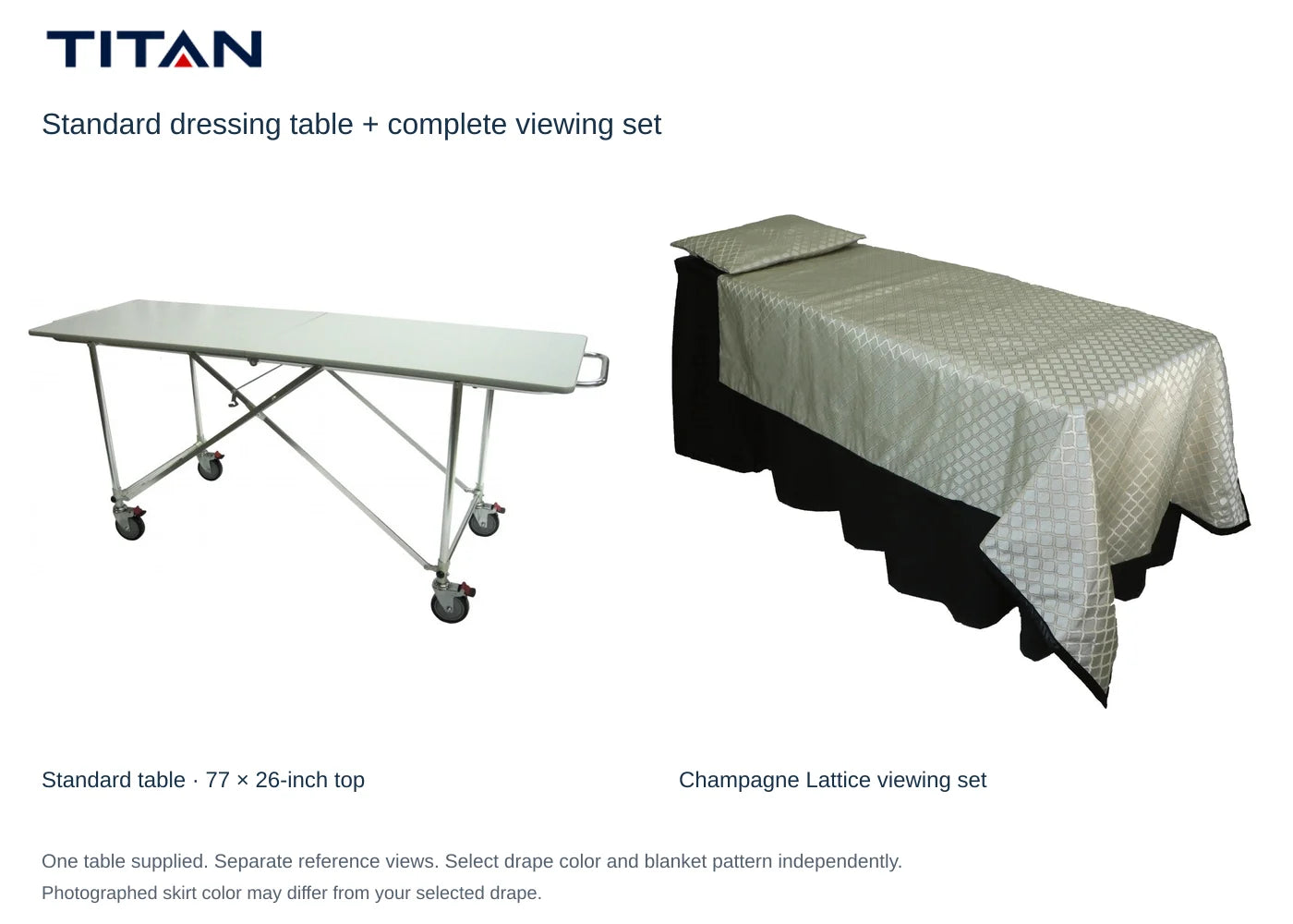 Champagne Lattice viewing-set reference with standard dressing table