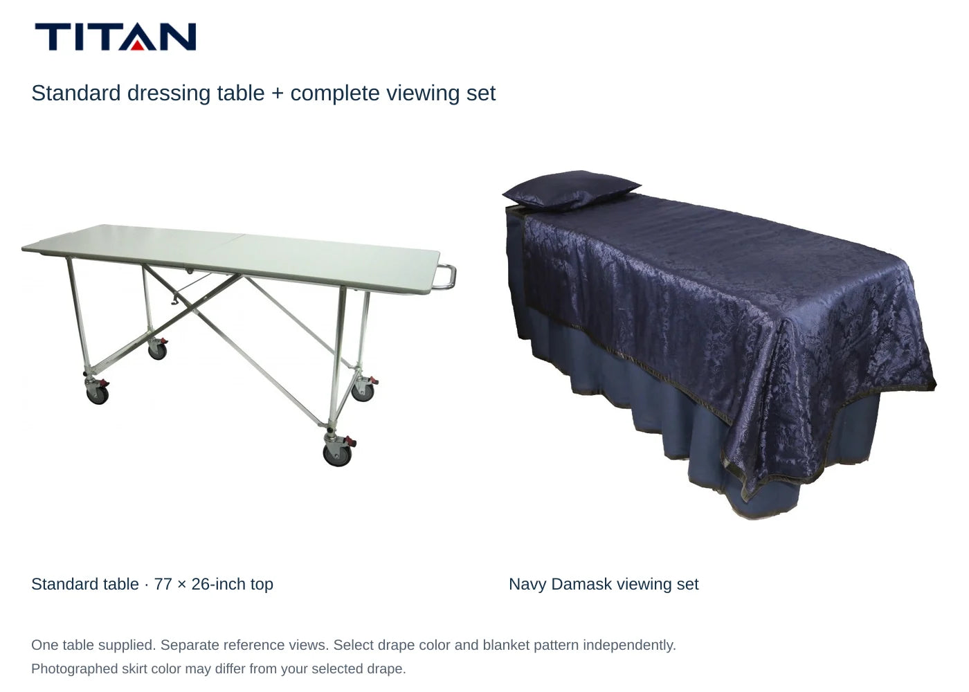Navy Damask viewing-set reference with standard dressing table