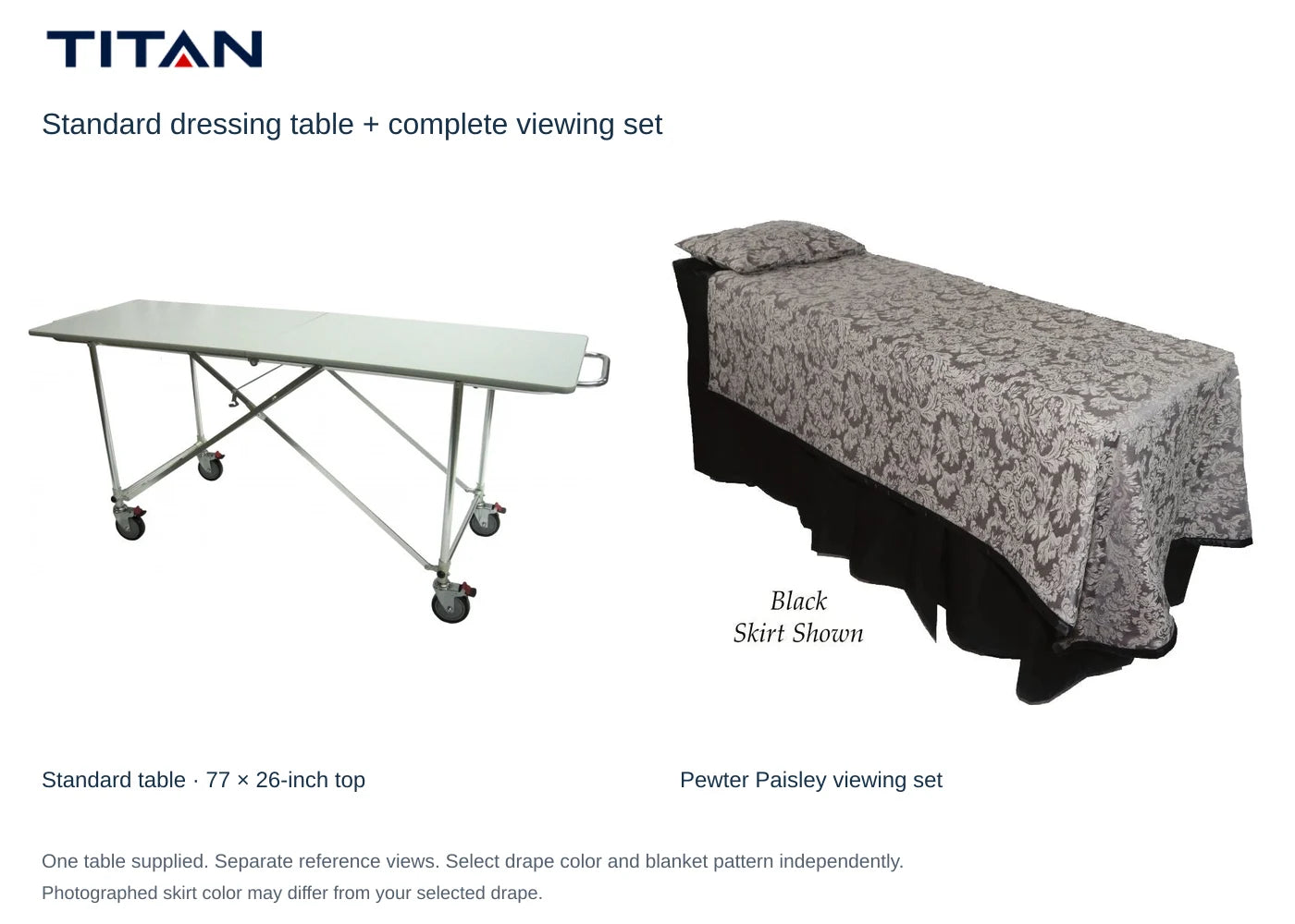 Pewter Paisley viewing-set reference with standard dressing table