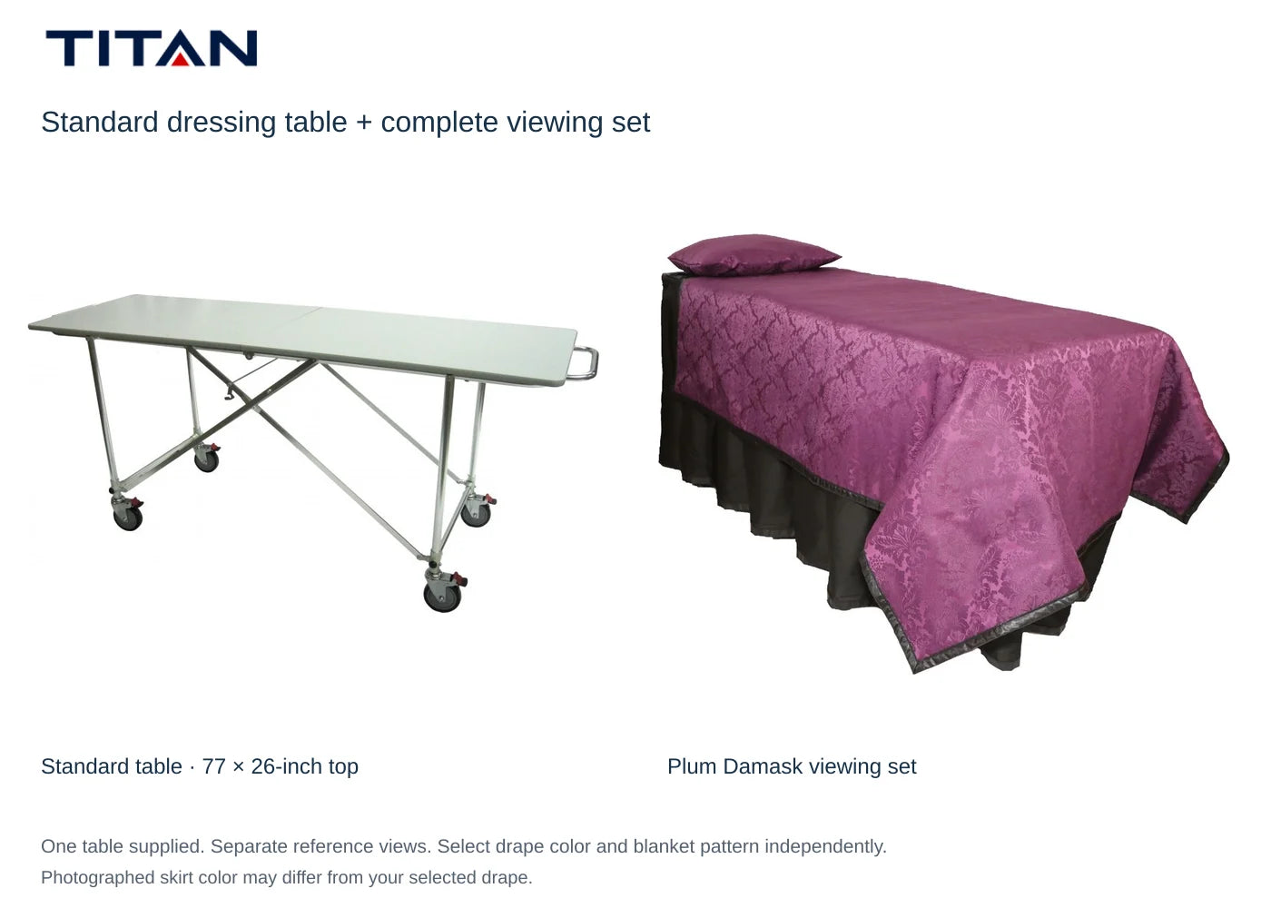 Plum Damask viewing-set reference with standard dressing table