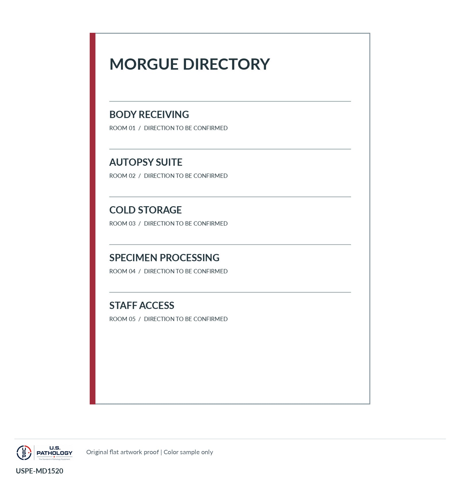 USPE Morgue & Forensic Services Directory | USPE-MD1520: configuration reference, supplied hardware subject to quote