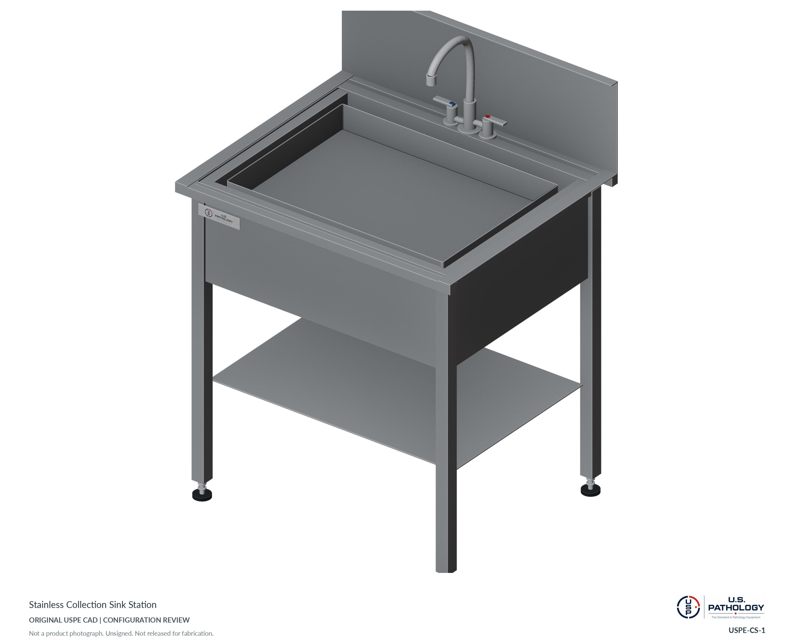 Stainless Collection Sink Station. CAD configuration review; not a photograph