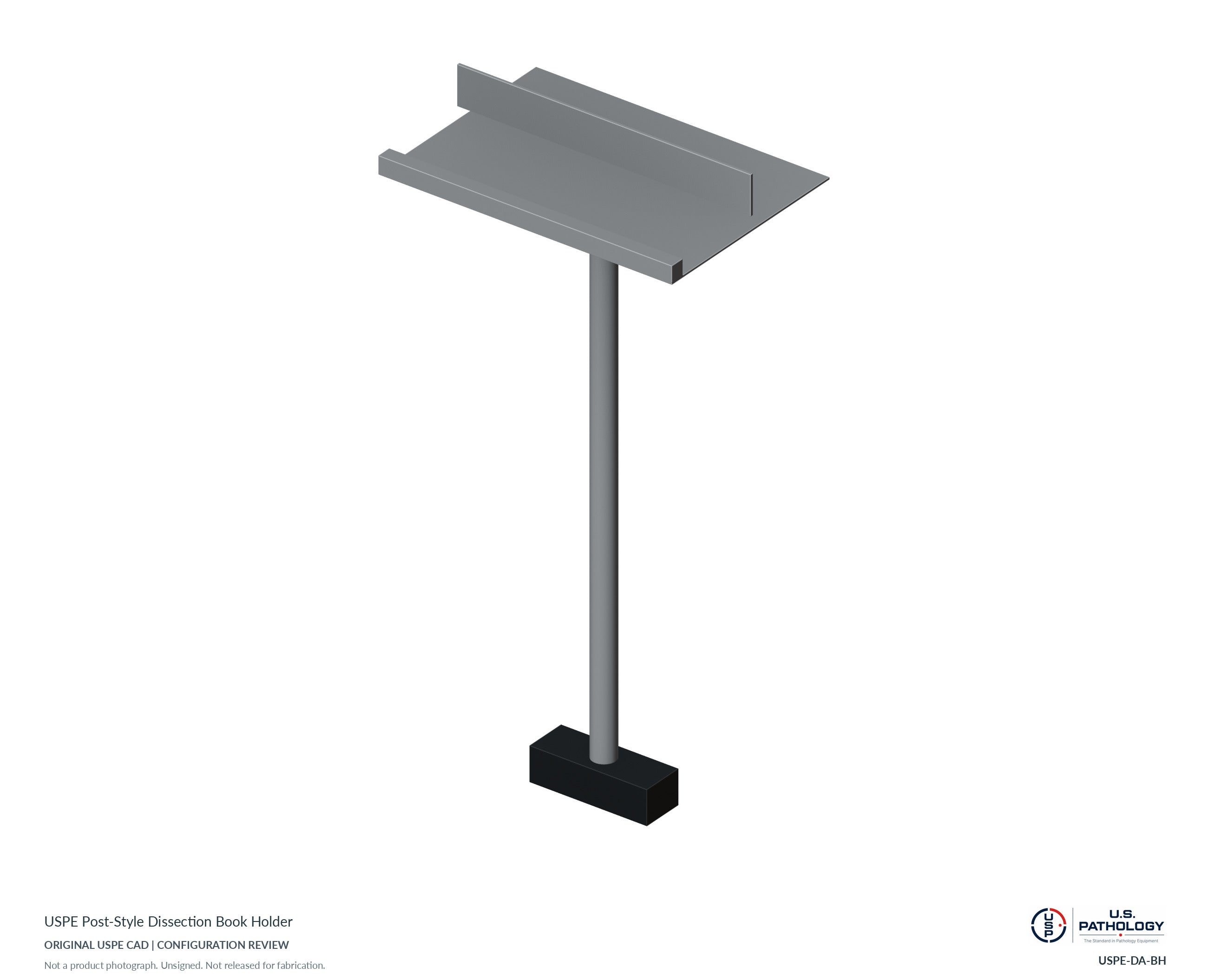USPE Post-Style Dissection Book Holder. CAD configuration review; not a photograph