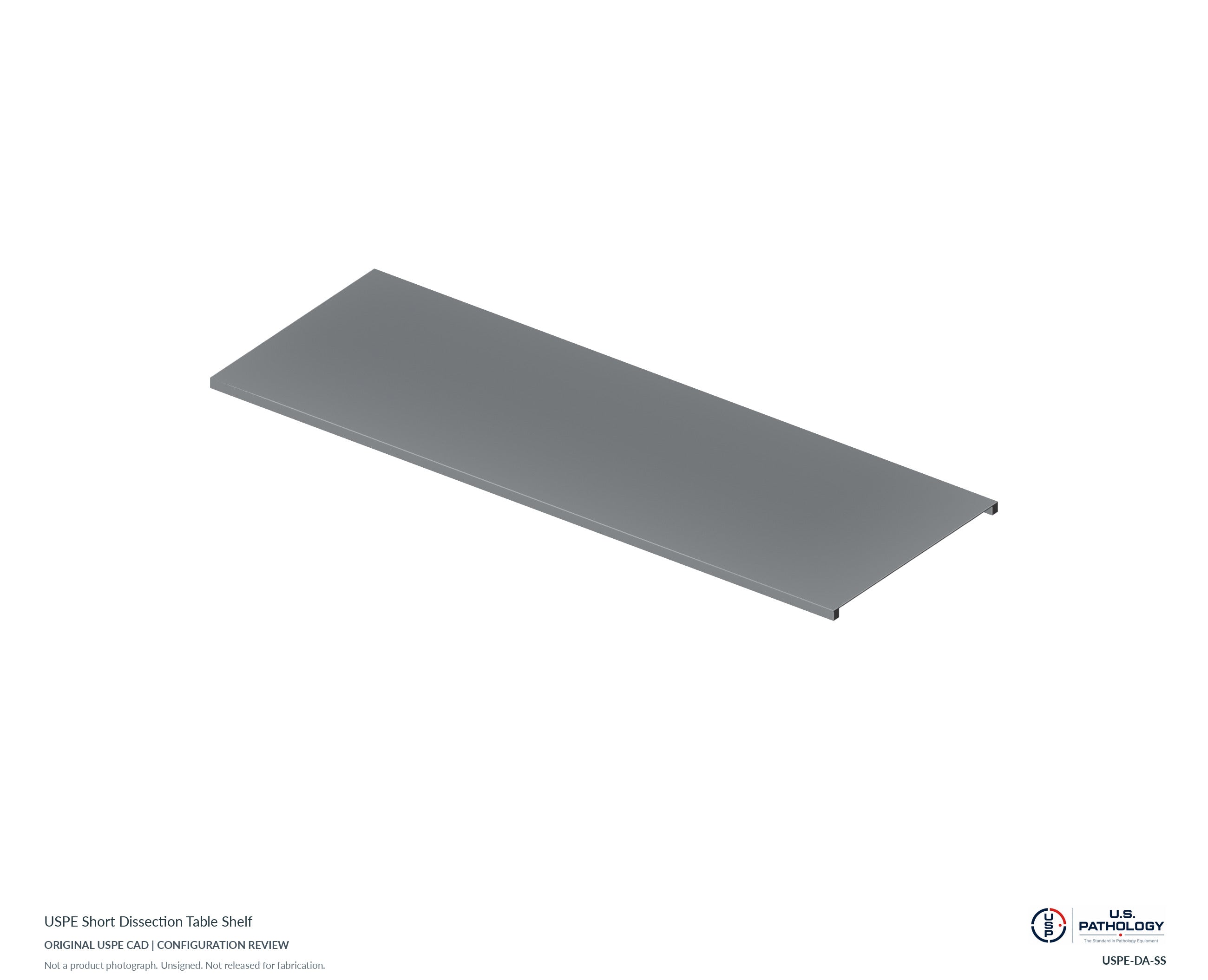 USPE Short Dissection Table Shelf. CAD configuration review; not a photograph