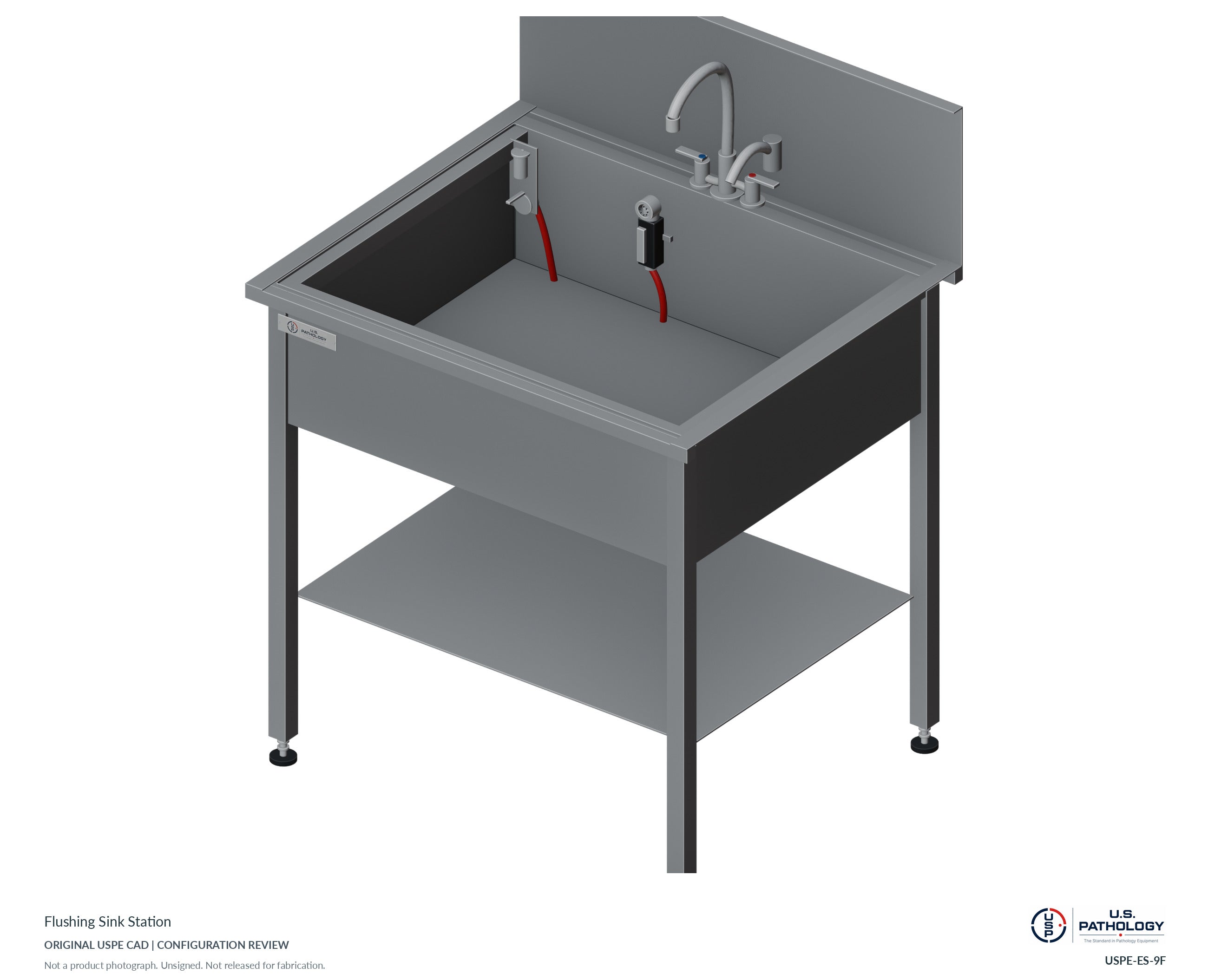Flushing Sink Station. CAD configuration review; not a photograph