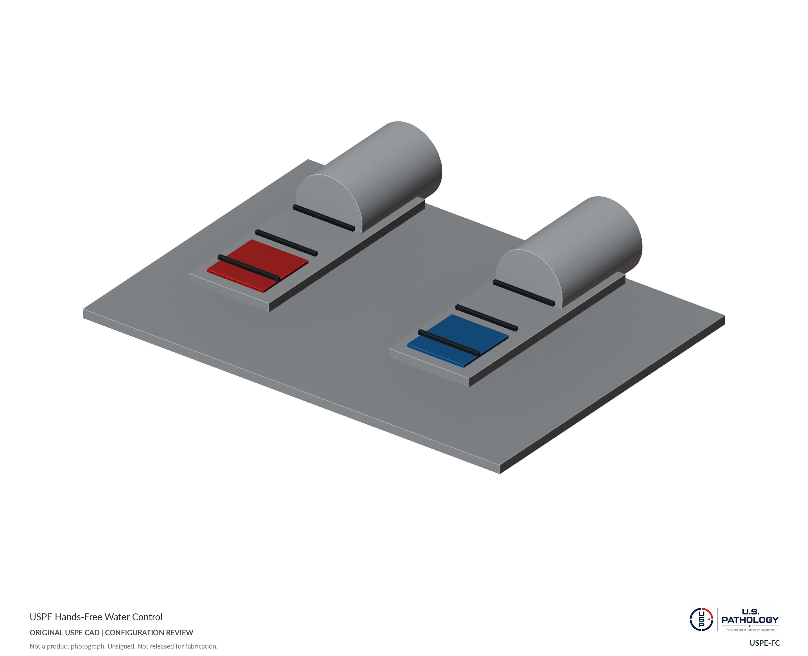 USPE Hands-Free Water Control. CAD configuration review; not a photograph