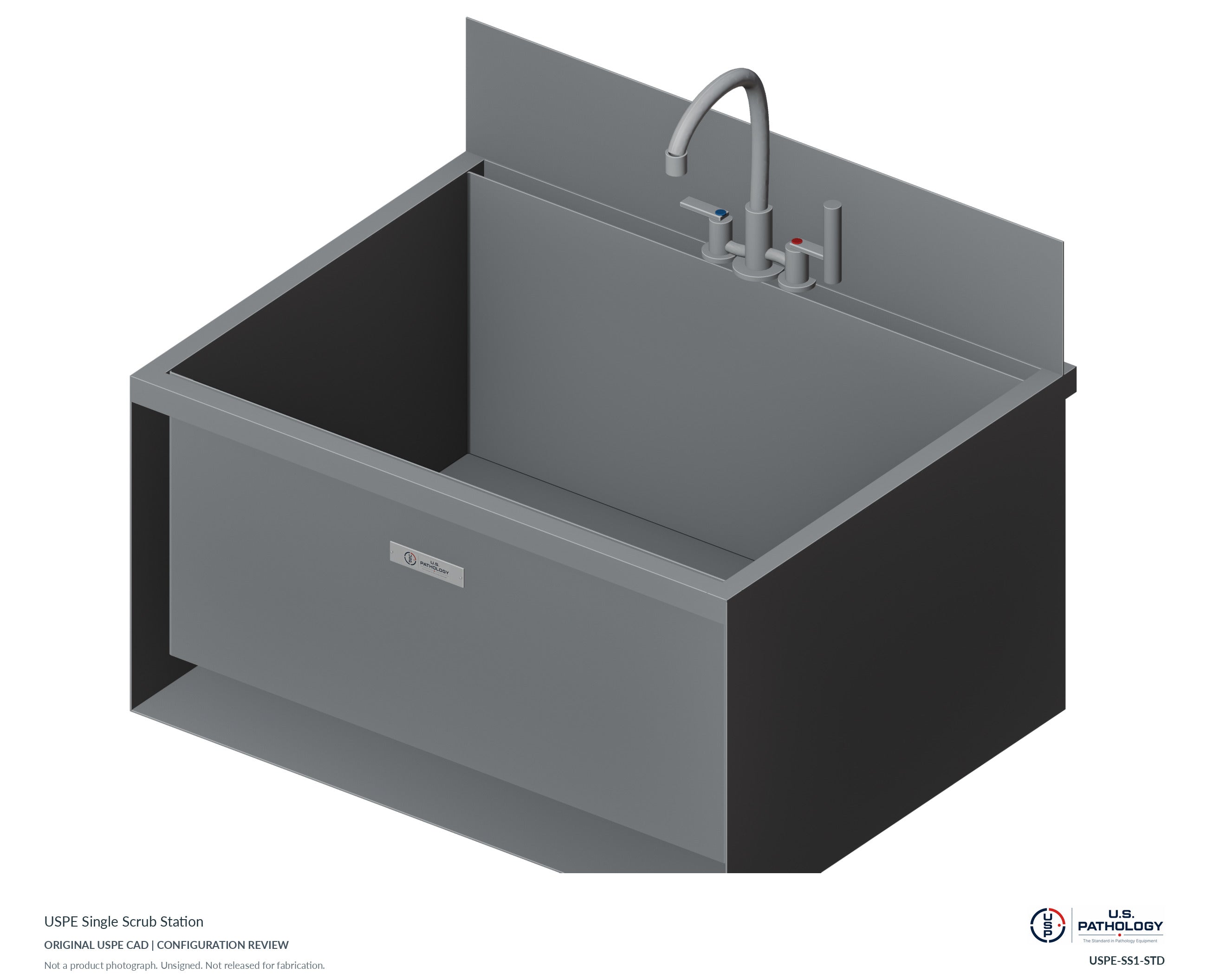 USPE Single Scrub Station. CAD configuration review; not a photograph