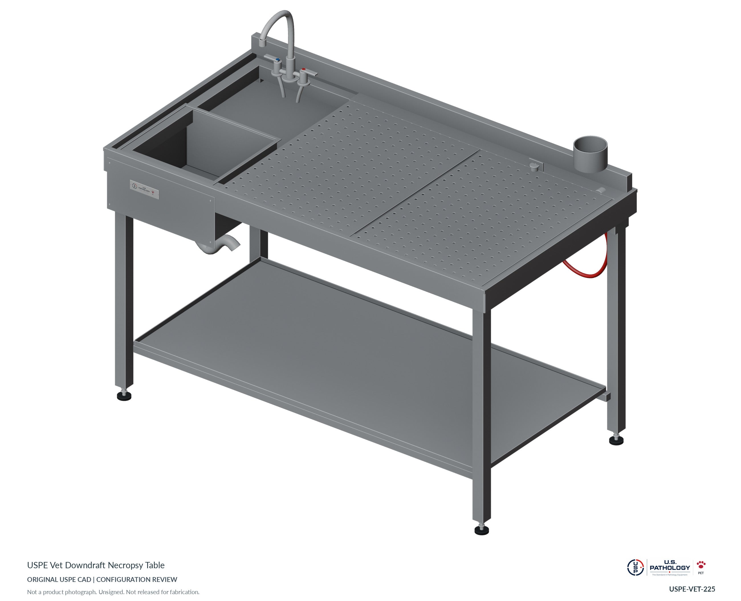 USPE Vet Downdraft Necropsy Table. CAD configuration review; not a photograph