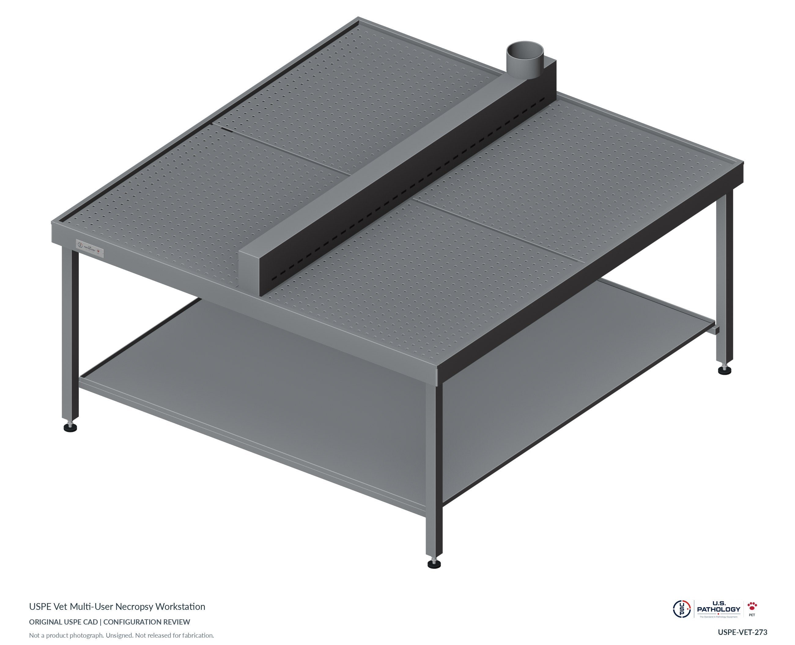 USPE Vet Multi-User Necropsy Workstation. CAD configuration review; not a photograph
