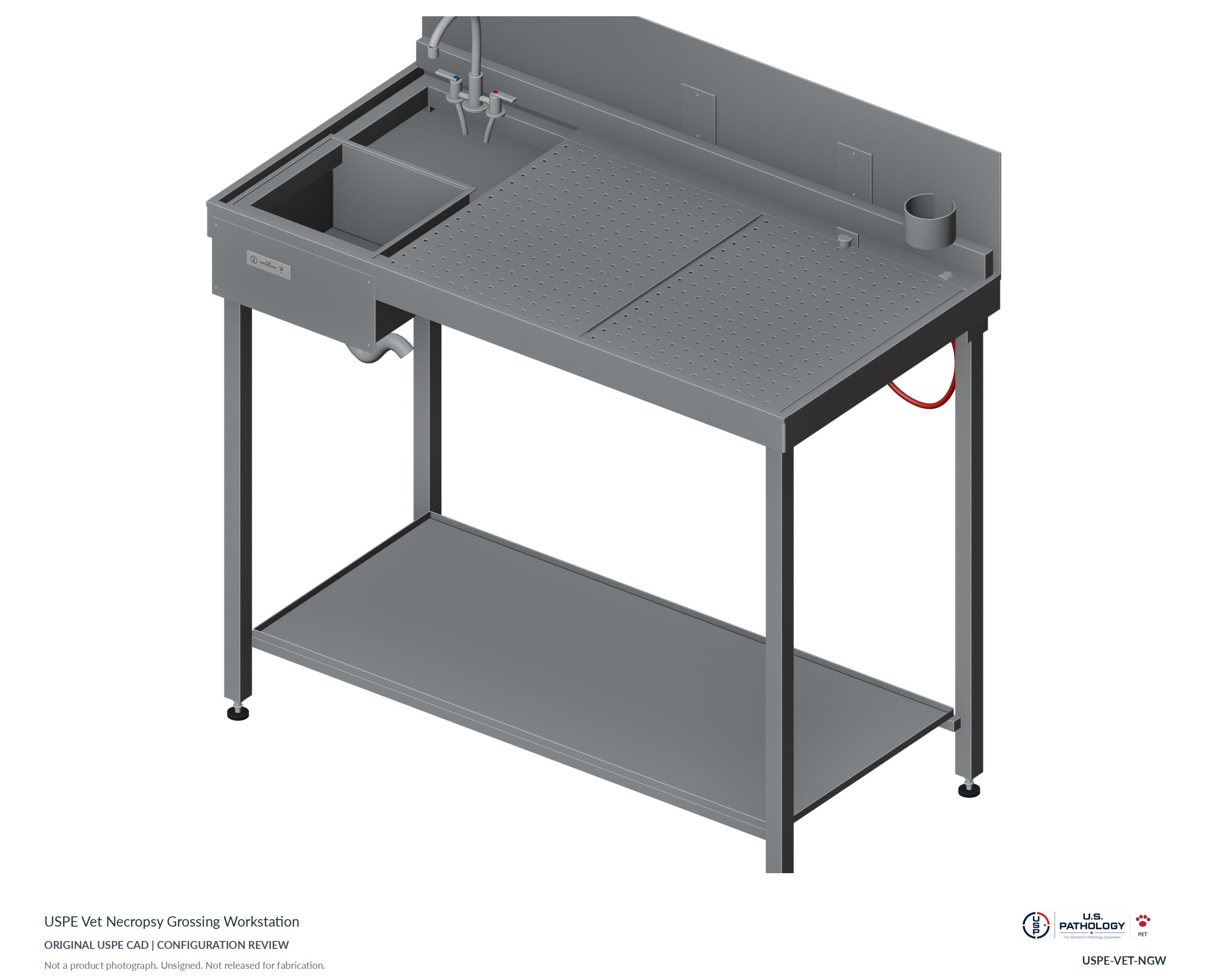 USPE Vet Necropsy Grossing Workstation. CAD configuration review; not a photograph