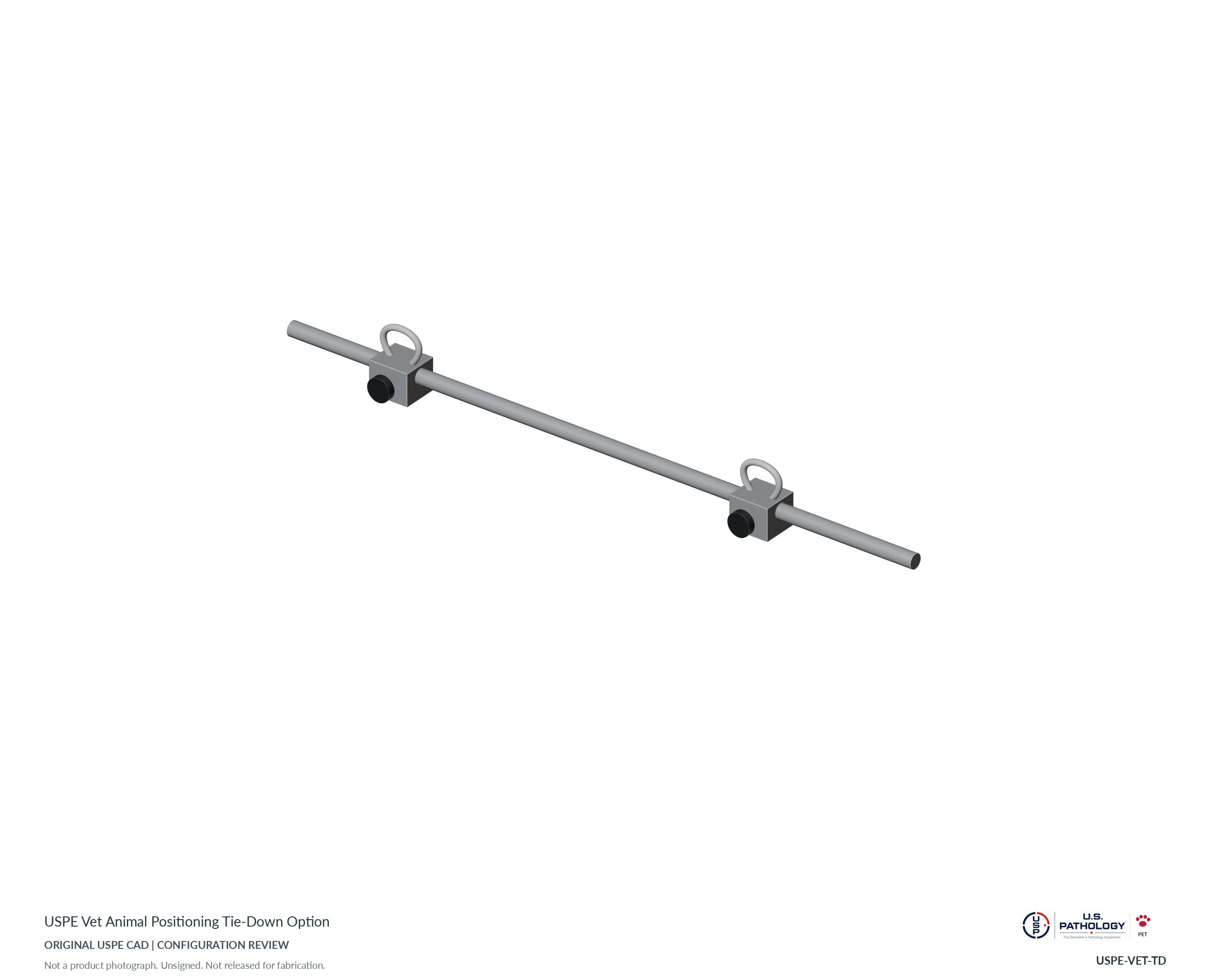 USPE Vet Animal Positioning Tie-Down Option. CAD configuration review; not a photograph