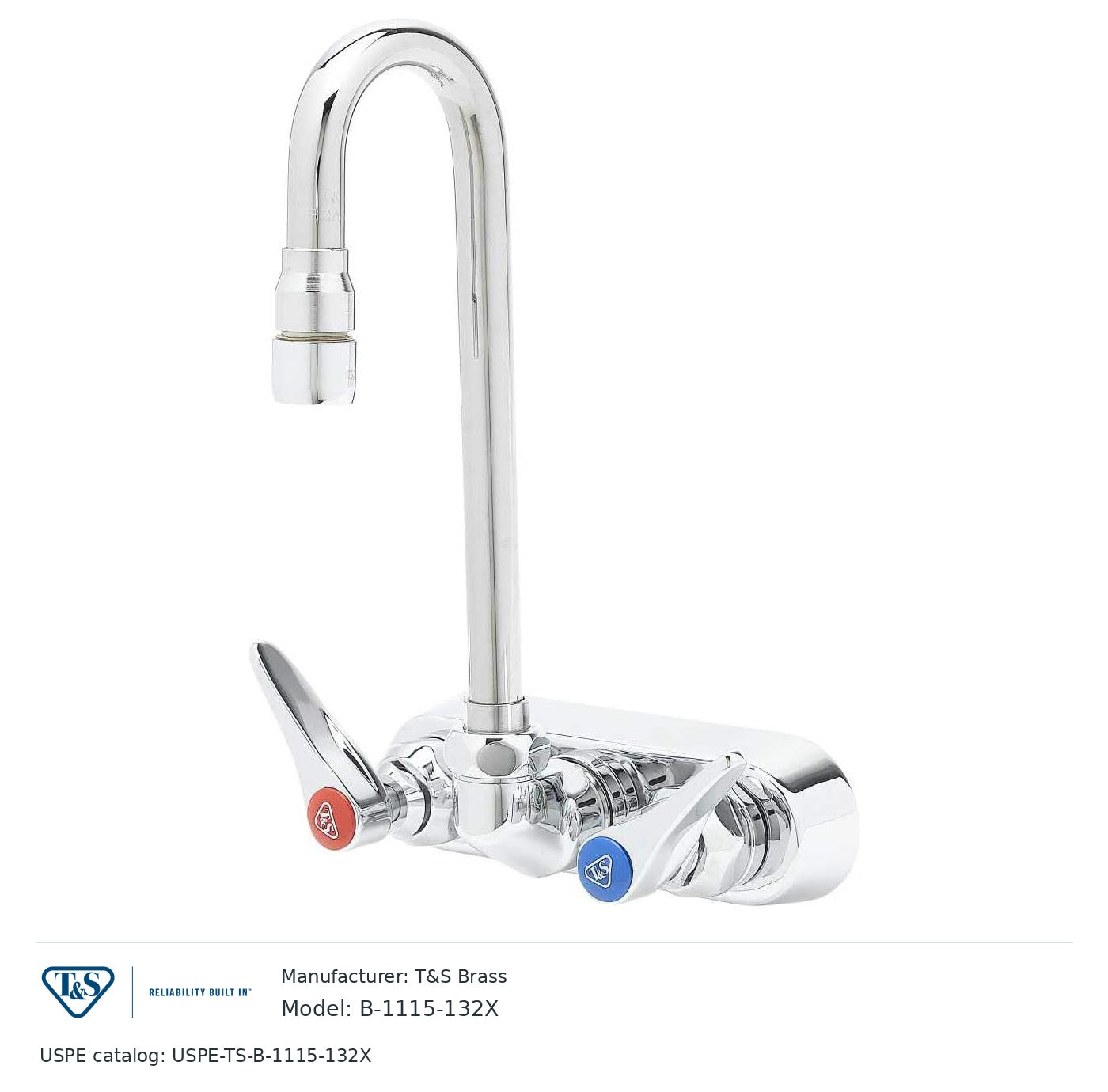 T&S Brass B-1115-132X Wall-mount workboard faucet