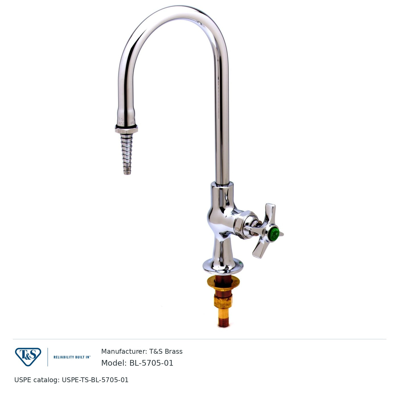 T&S Brass BL-5705-01 Laboratory faucet with serrated-tip gooseneck